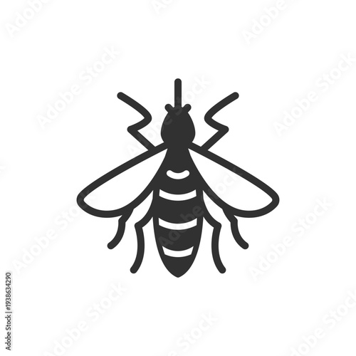 Mosquito icon. Insect pest and biting bug concept. Monochrome black and white symbol