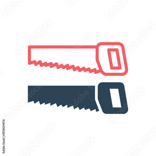 Hand saw icons set. Saw vector working tool construction and manufacturing equipment design illustration.