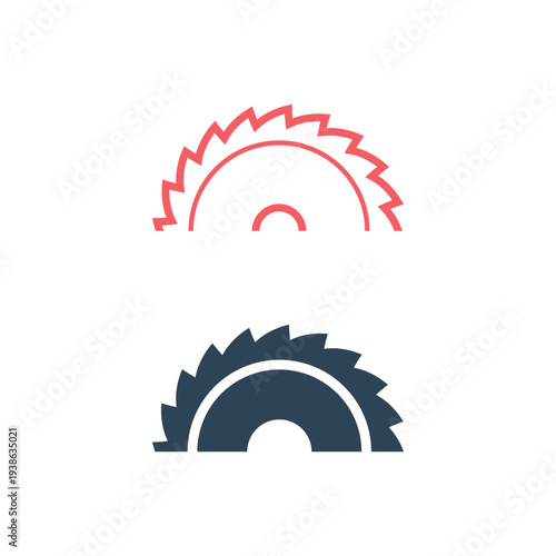 Saw circle icons set, industrial saw vector flat illustration isolated sign symbol.