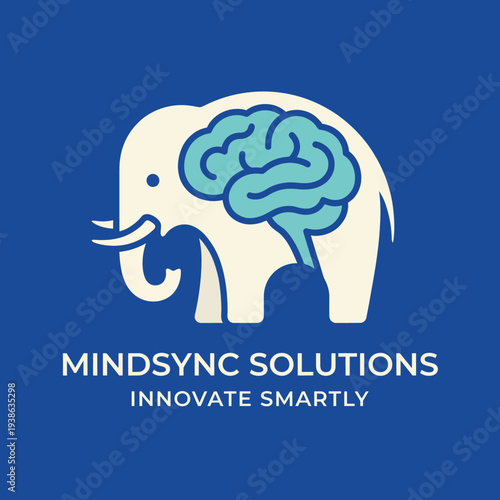 This logo creatively merges an elephant and a brain, symbolizing intelligence, wisdom, and innovative solutions in a friendly and engaging manner.