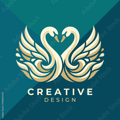 This elegant logo design features intertwined swans, symbolizing love, grace, and beauty, showcasing artistic skills while creating an emotional connection with viewers.
