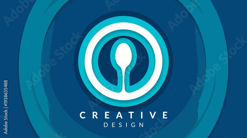 A minimalist logo design featuring a spoon shape, embodying creativity and elegance in kitchenware, emphasizing the beauty of simple, everyday objects in an artistic light.