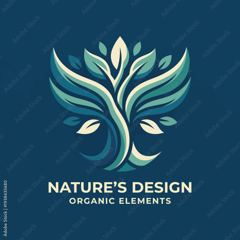 Obraz premium This logo emphasizes nature through beautifully integrated leaf designs, representing organic elements and a commitment to eco-friendly values in design.