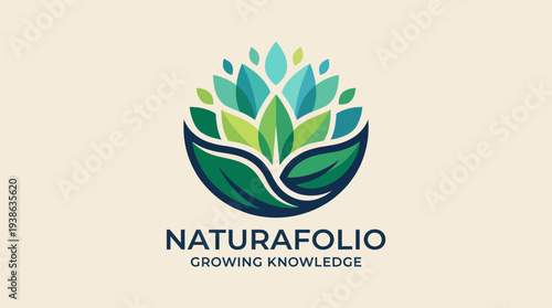 An organic-inspired logo combining elements of flora and nature to symbolize growth, sustainability, and the pursuit of knowledge in a visually appealing design.