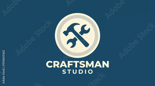 A clean and modern logo featuring crossed tools, emphasizing craftsmanship and quality, ideal for studios focused on repairs and dedicated craftsmanship.