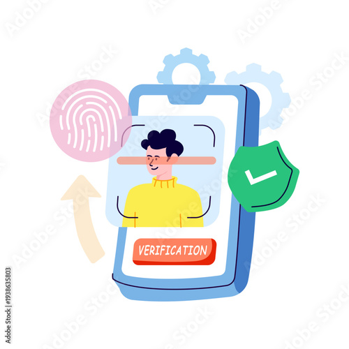 An editable design illustration of face recognition