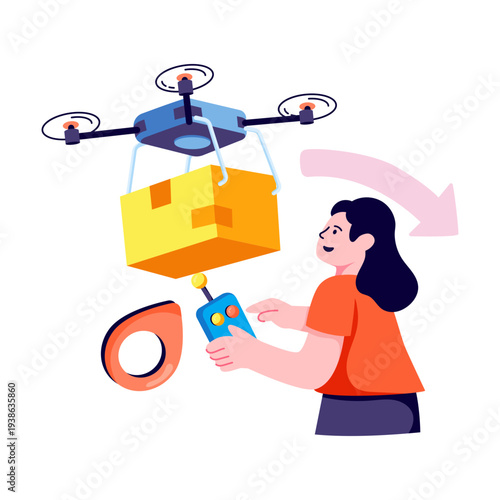 Modern design illustration of drone delivery