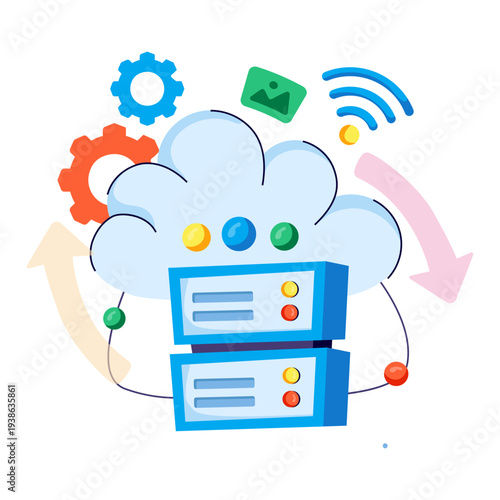 An illustration design of cloud hosting 