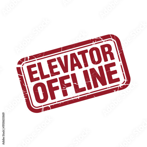 A red stamp indicating an elevator is offline.