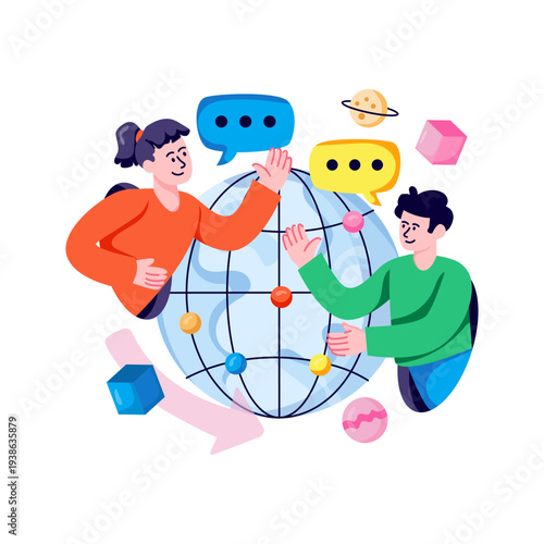 Editable design illustration of metaverse community 