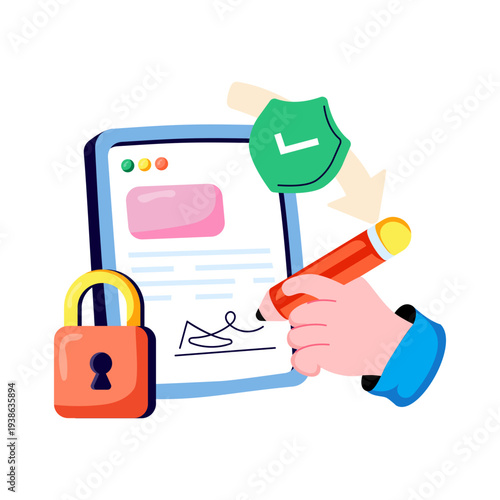 A unique design illustration of digital contract 