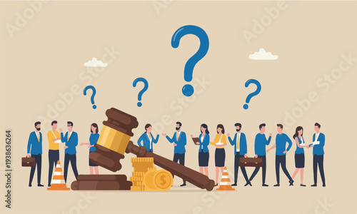 Workers law to compensate payment concept, justice gavel with dollar money symbol and accident pylons