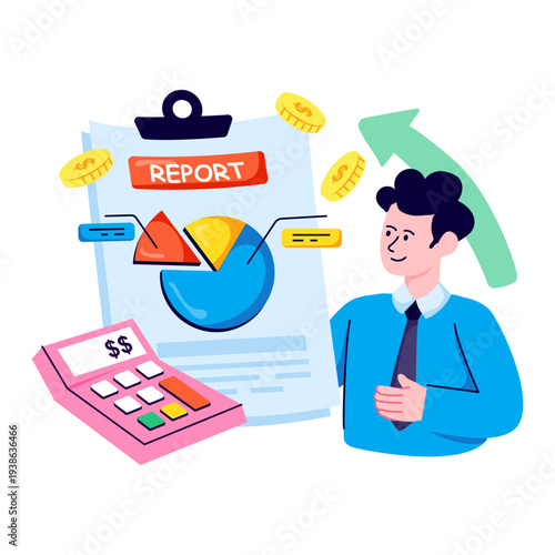 Editable design illustration of business calculation 