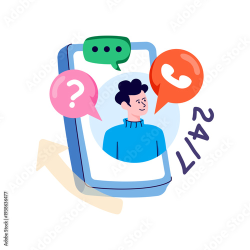 A unique design illustration of online customer service 