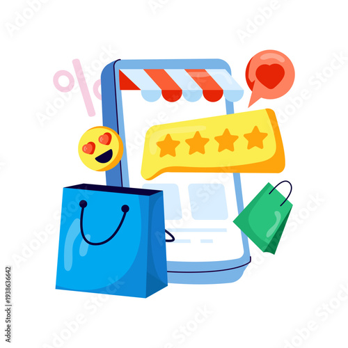 A unique design illustration of shopping feedback 