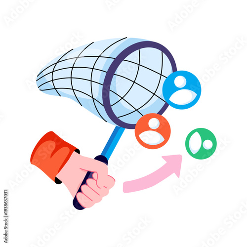 Creative design illustration of catching customer 