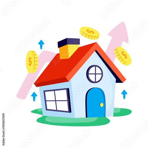 A premium design illustration of property valuation growth 