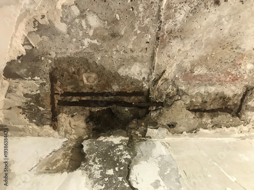 Damaged Concrete Ceiling with Exposed Rusted Steel Rebar