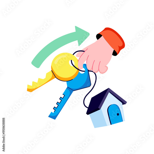 Conceptual flat design illustration of home key