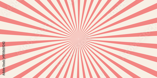 Retro background with rays or stripes in the center. Sunburst or solar burst retro background. Starburst abstract background. Vector illustration