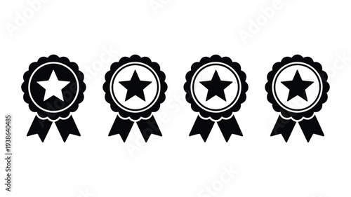 Award medal with star and ribbon vector icon, success and victory concept logo, quality achievement badge symbol in modern minimalist style, professional graphic for websites apps certificates