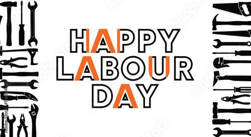 Labour Day banner with tools vector