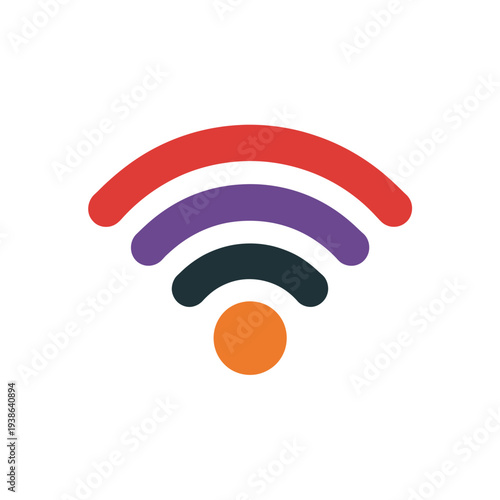 A colorful graphic symbol representing wireless internet connectivity.