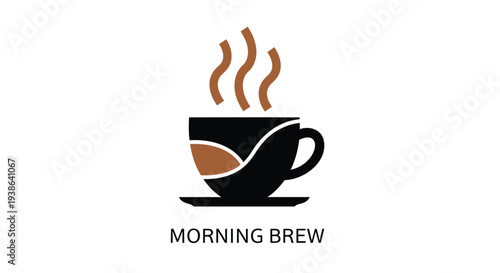 Vector coffee cup icon with morning brew text