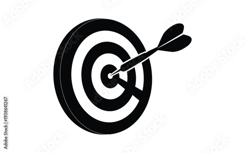 Vector icon goal with arrows successfully hitting a target, achievement and business objective concept symbol, precision focus and success illustration, clean minimalist design suitable for branding p