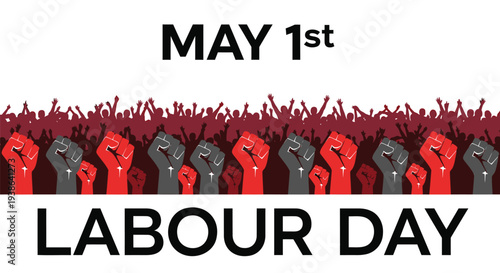 Vector Labour Day illustration with raised fists
