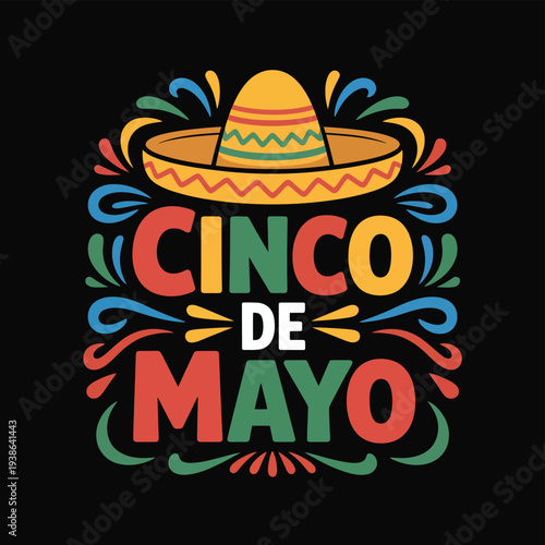 Cinco de Mayo celebration with a sombrero and colorful decorations.