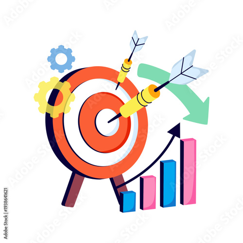 Conceptual flat design illustration of business target 