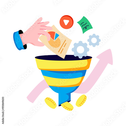 A unique design illustration of business funnel 