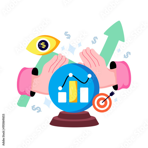 Creative design illustration of business prediction 