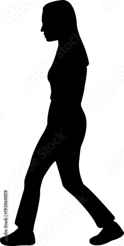 a girl walking body silhouette vector