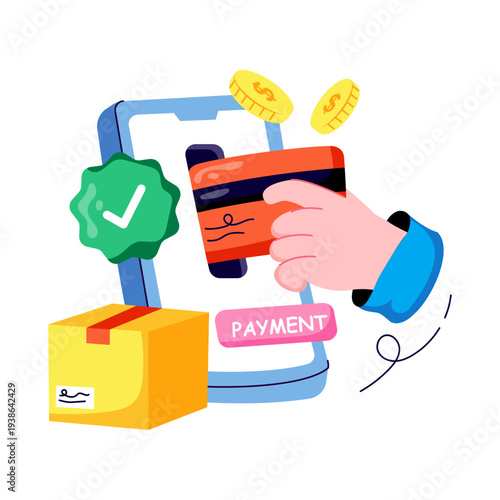 Trendy vector design of parcel card payment