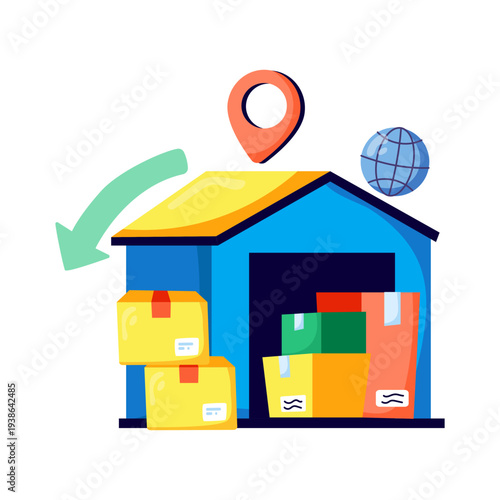 Flat design illustration of warehouse