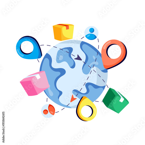 A perfect design illustration of global delivery