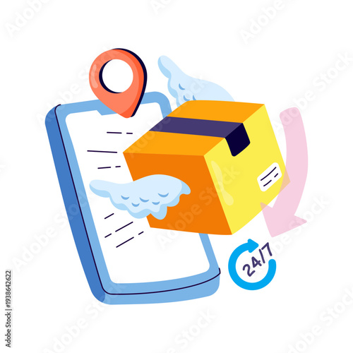 Perfect design illustration of mobile fast delivery 