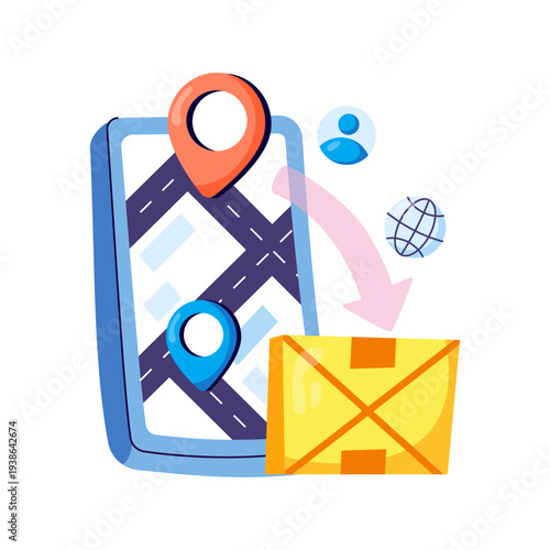 Perfect design illustration of mobile parcel tracking 