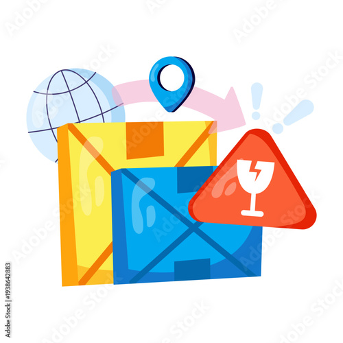 Modifiable illustration of fragile parcel
