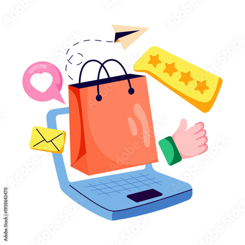 Shopping feedback illustration, editable vector