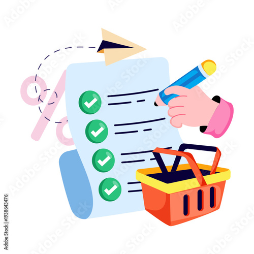 Perfect design illustration of shopping list 