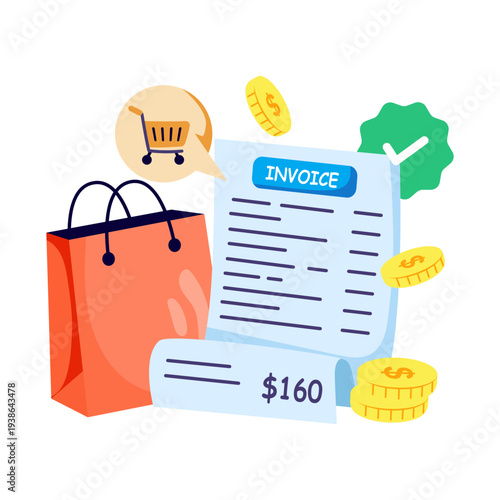 An illustration design of shopping bill 