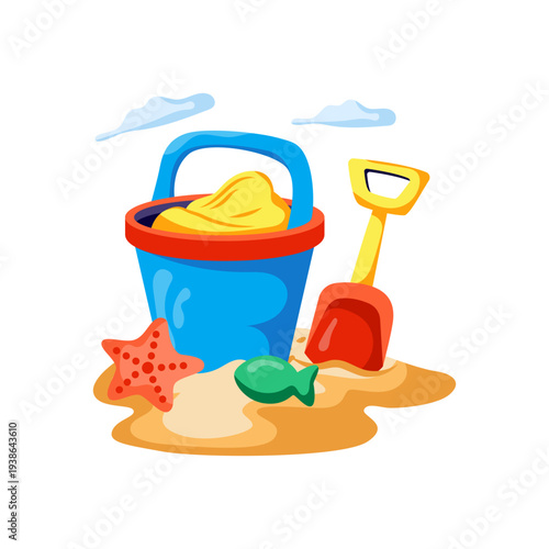 An illustration design of sand bucket 