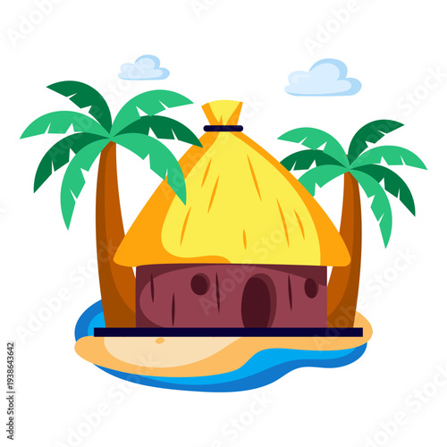 A beautiful design illustration of beach hut