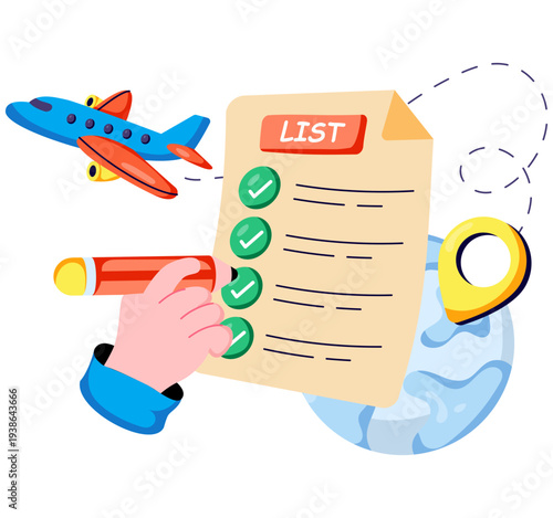 Trendy design illustration of travel list 