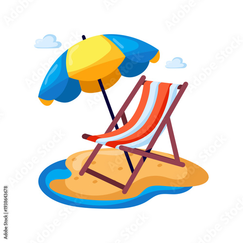 A colored design illustration of sunbed 