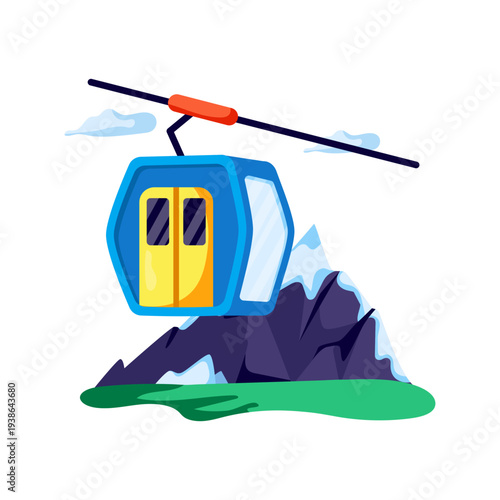 A unique design illustration of cable car