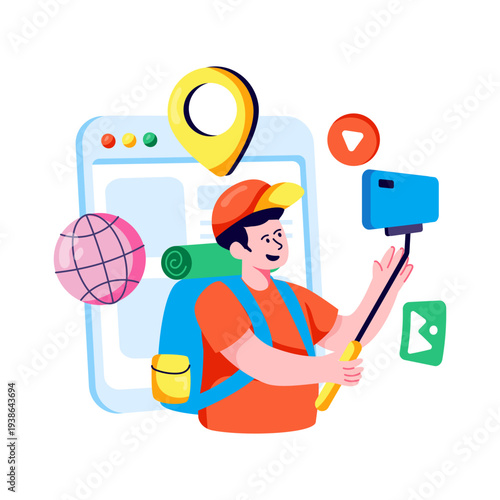Premium download illustration of travel blogger 